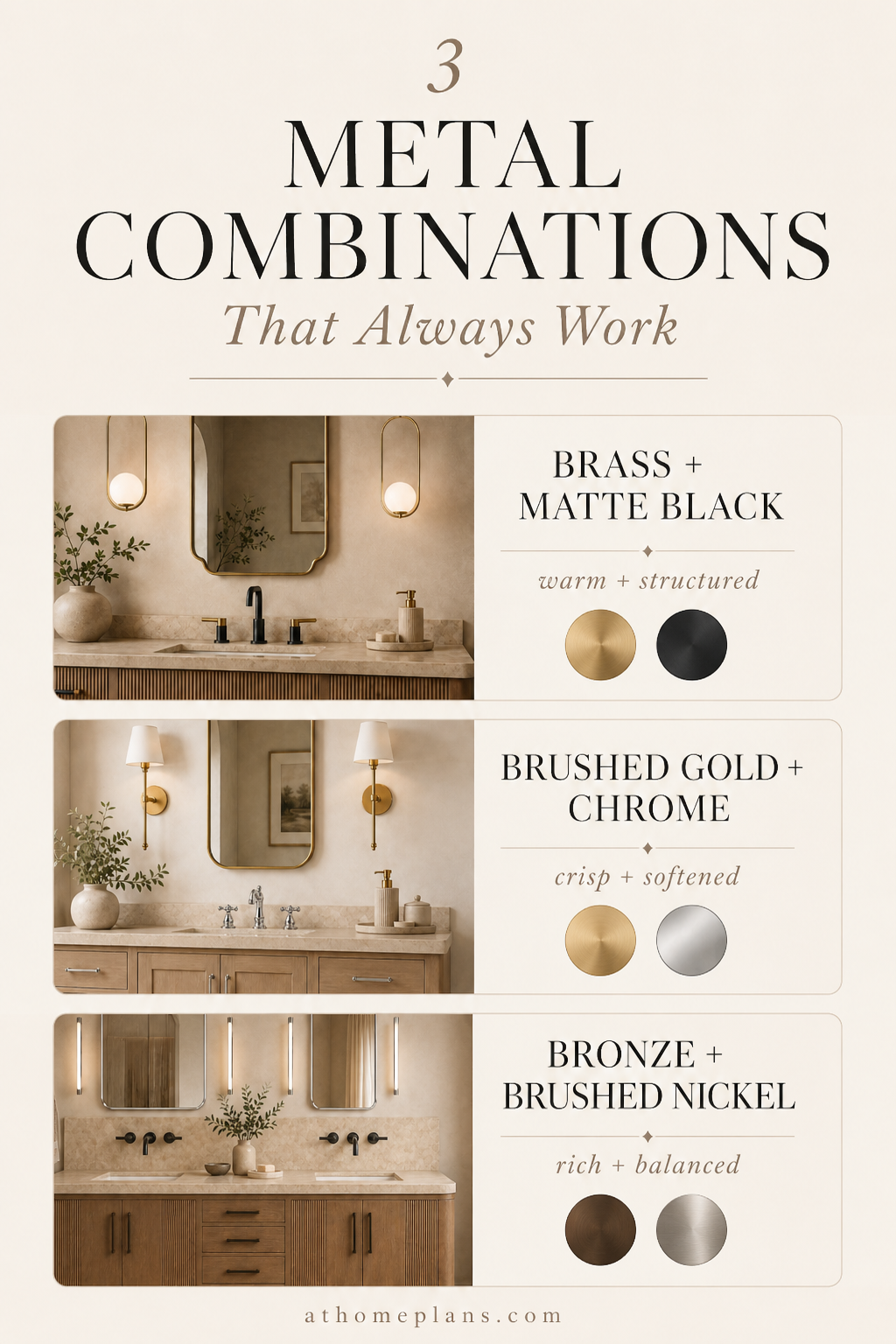 Pinterest inspiration — brushed gold and chrome bathroom pairing