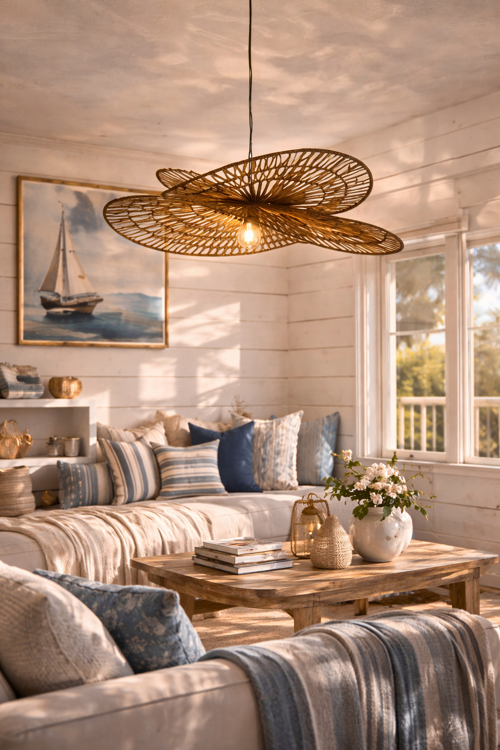 Living room with a defined focal point — sofa and chairs oriented toward the main wall