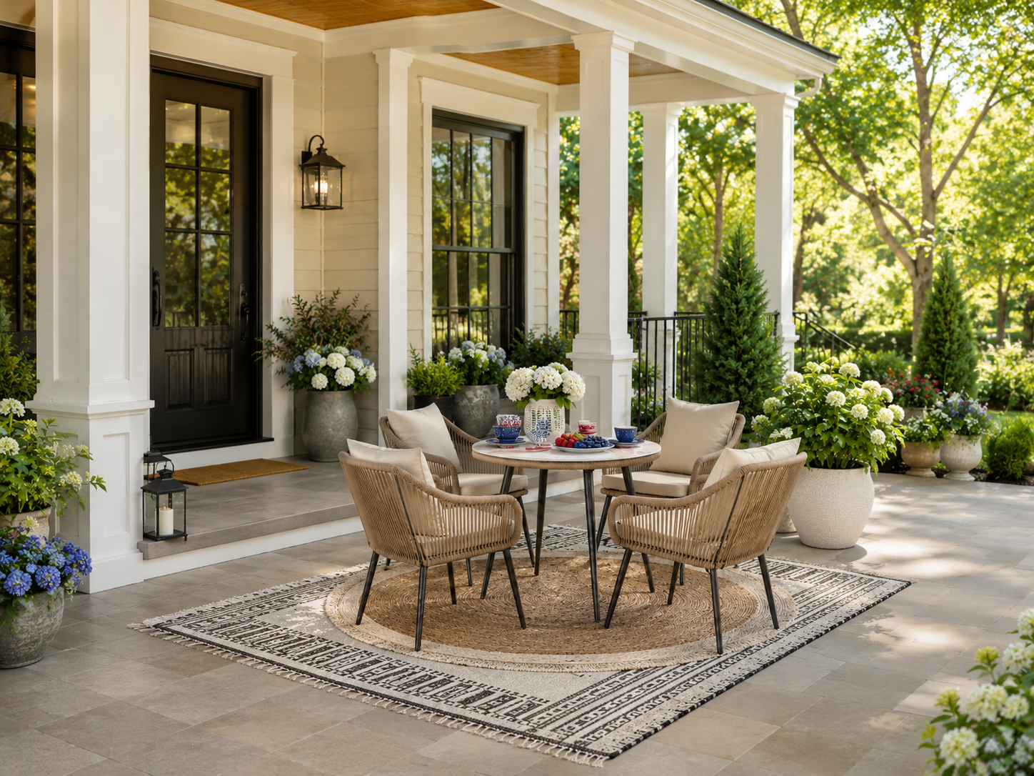 George Oliver 5-Piece Patio Dining Table Set with Umbrella Hole