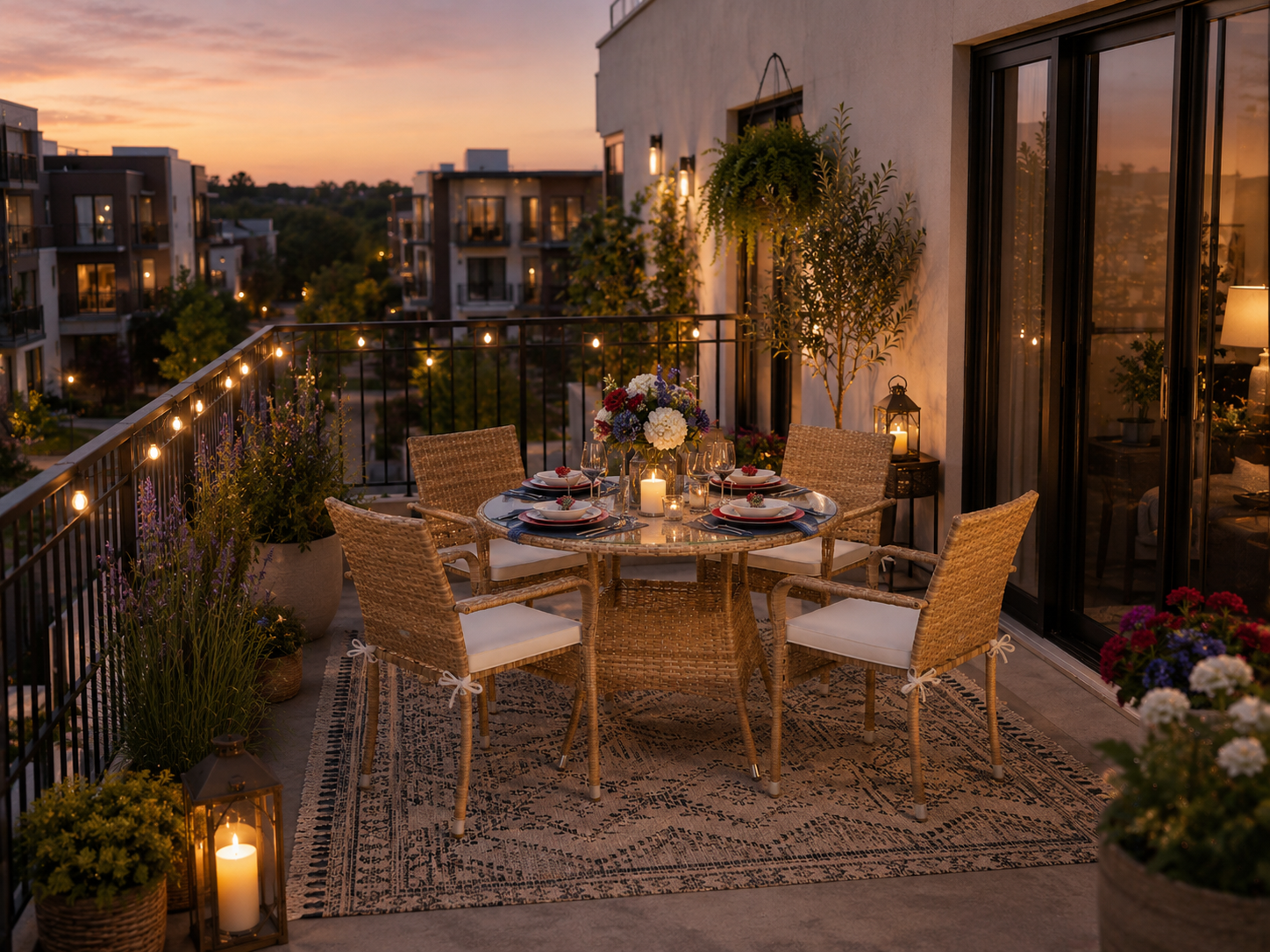 SAFAVIEH Laina 5-Piece Wicker Outdoor Patio Dining Set