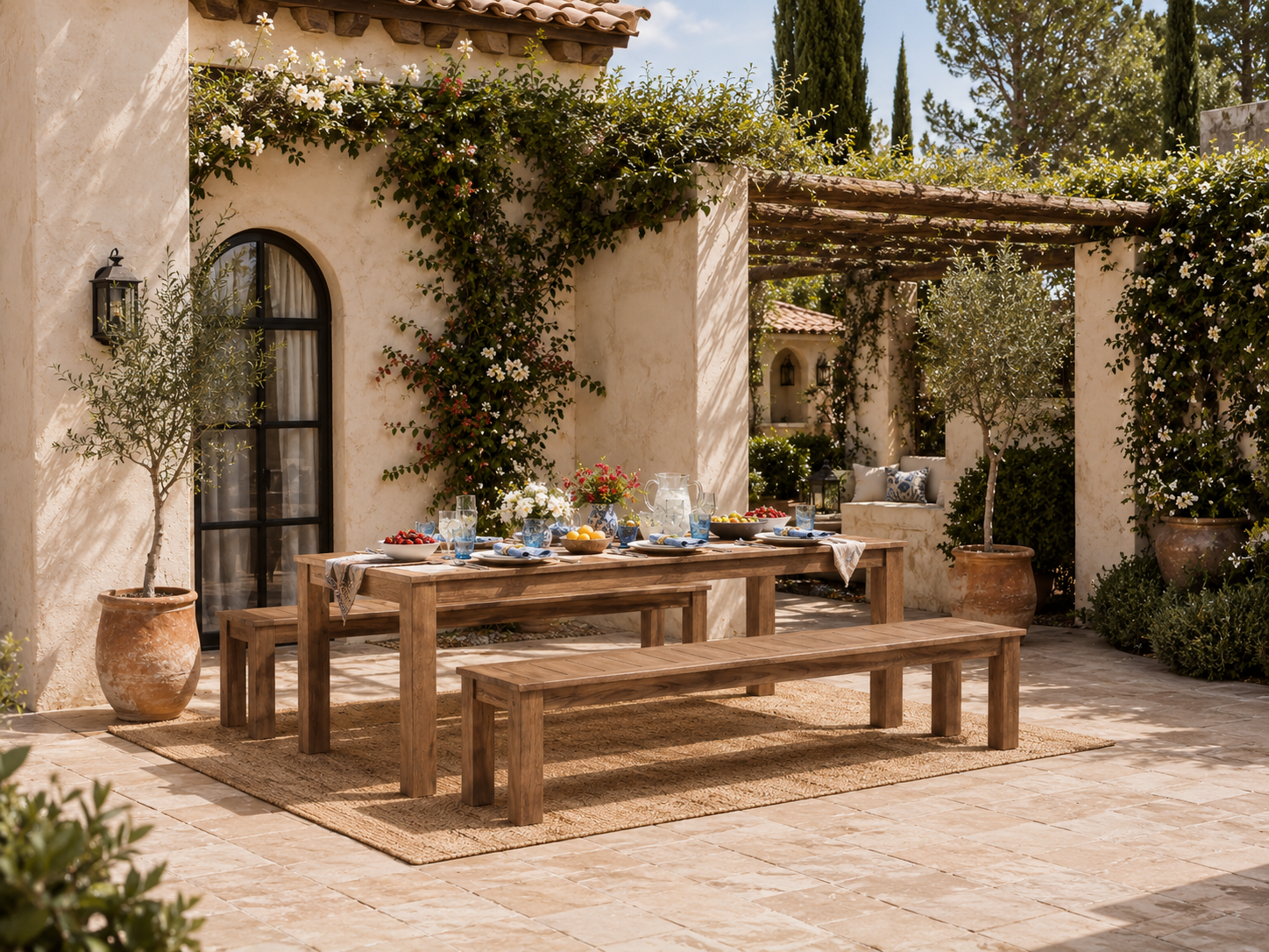 Corsica 3-Piece Eucalyptus Outdoor Dining Set