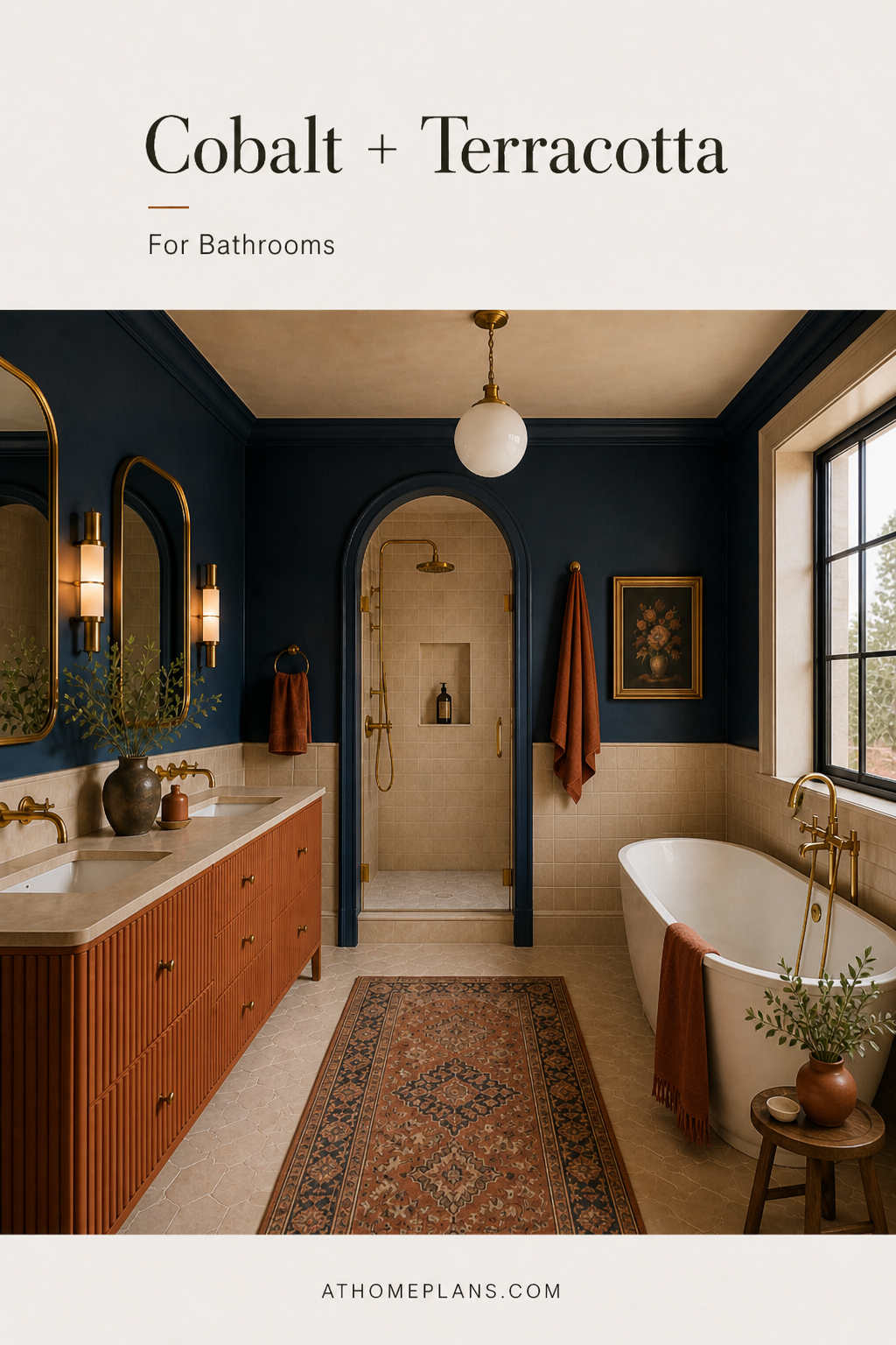 Cobalt + Terracotta for Bathrooms