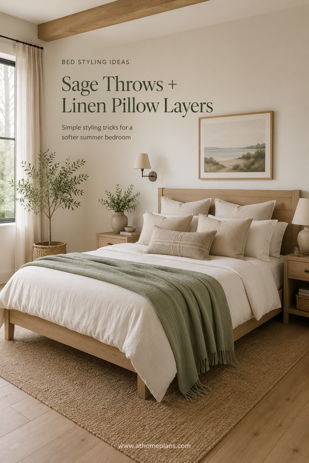 Sage Throws + Linen Pillow Layers