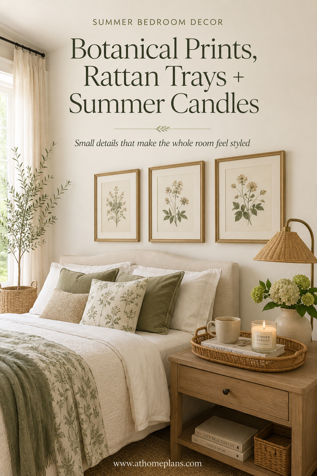 Botanical Prints, Rattan Trays + Summer Candles